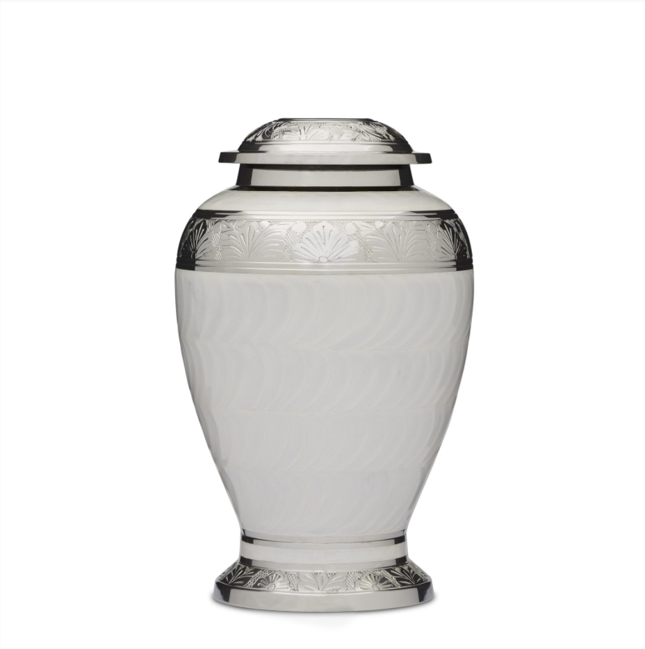 Embassy Silver and White Adult Urn | Riverview Funerals